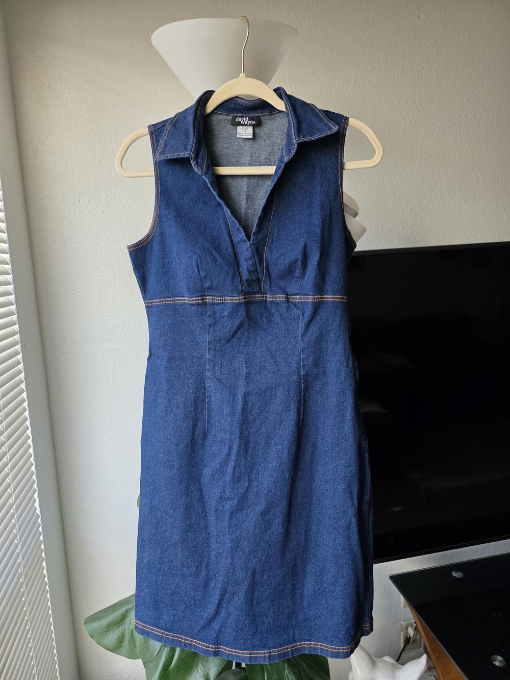 David Wayne Sleeveless Dark Blue Denim Dress